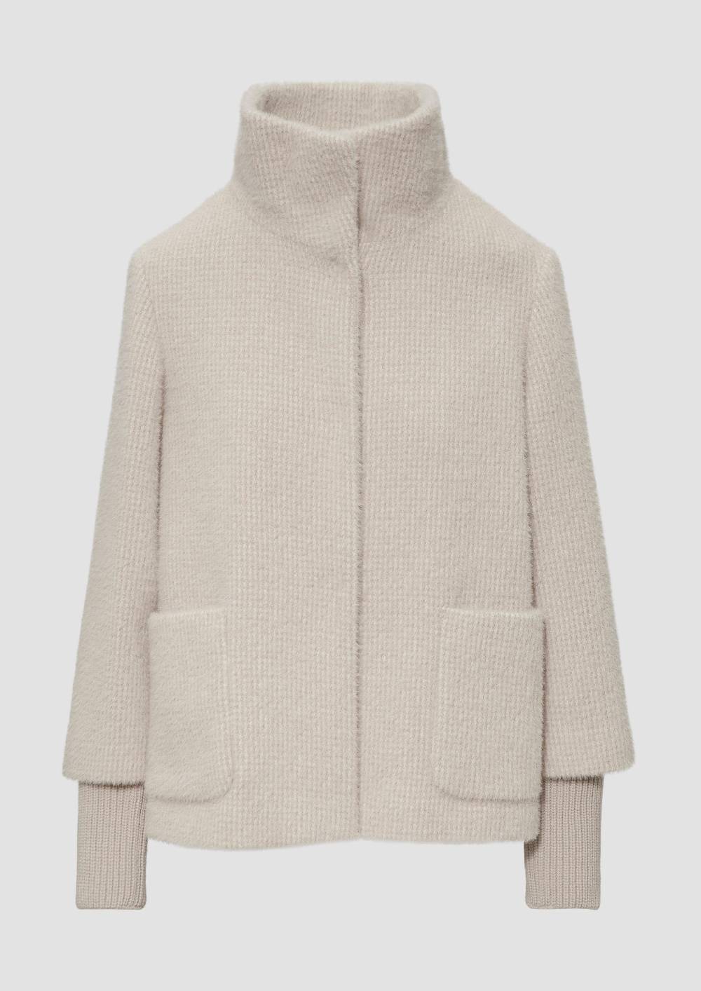 s.Oliver Flauschige Jacke mit Strickbündchen am Ärmel Schlussverkauf