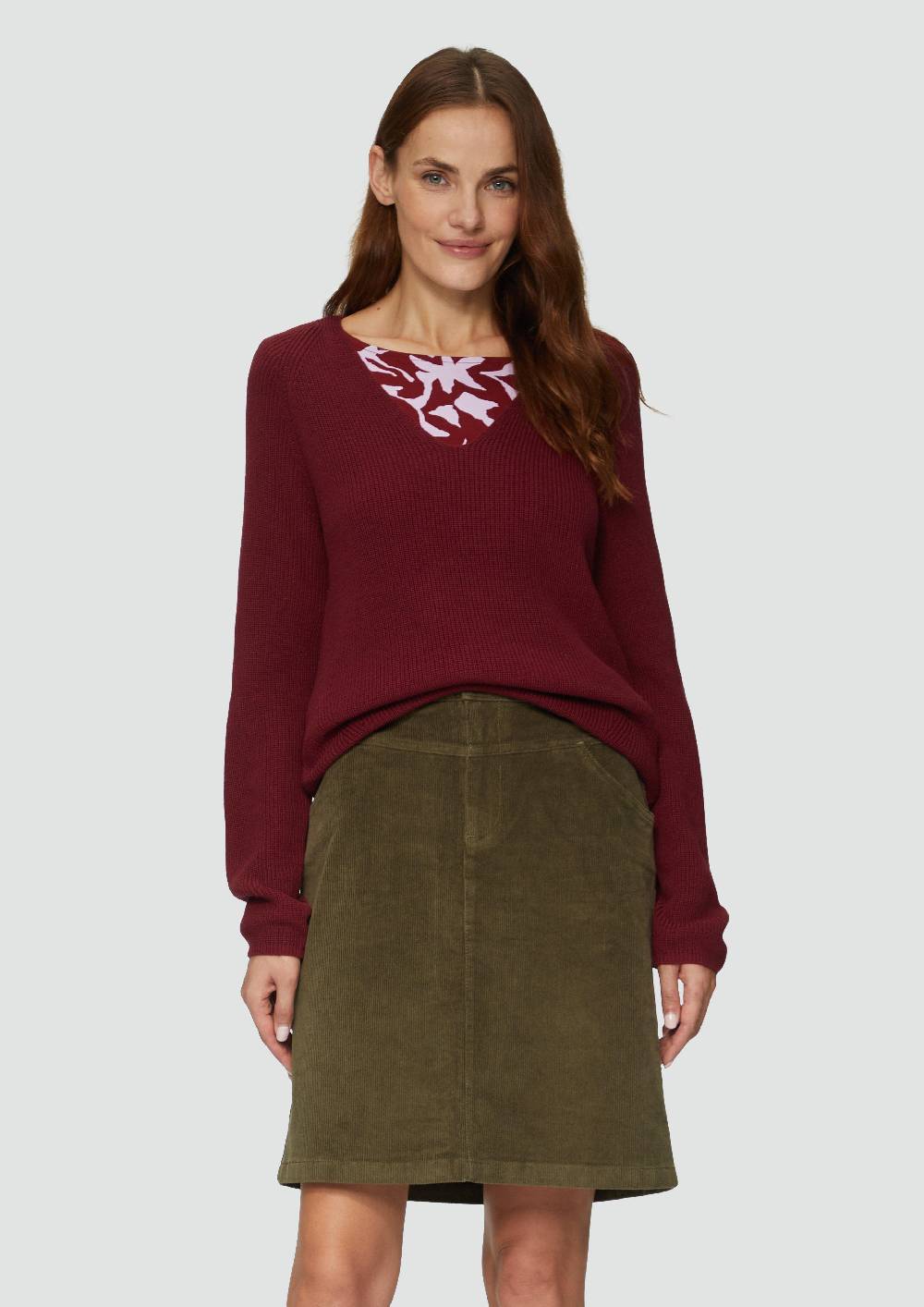 s.Oliver Strickpullover mit V-Ausschnitt aus Baumwollmix Kostenloser Versand