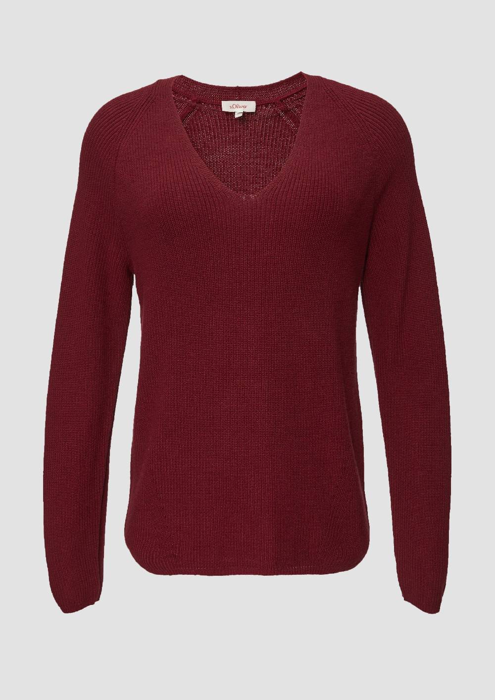 s.Oliver Strickpullover mit V-Ausschnitt aus Baumwollmix Kostenloser Versand