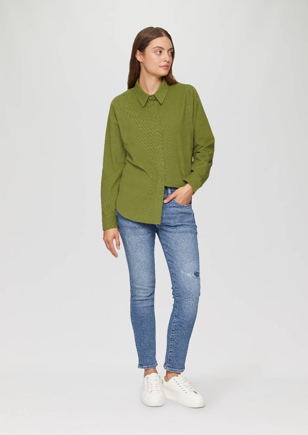 s.Oliver Cordbluse im Relaxed Fit mit Naht-Details Rabatt