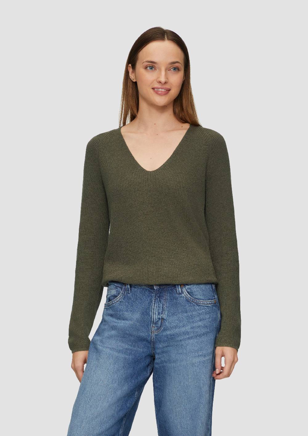 s.Oliver Strickpullover mit V-Ausschnitt und Raglan-Ärmeln Online Shopping