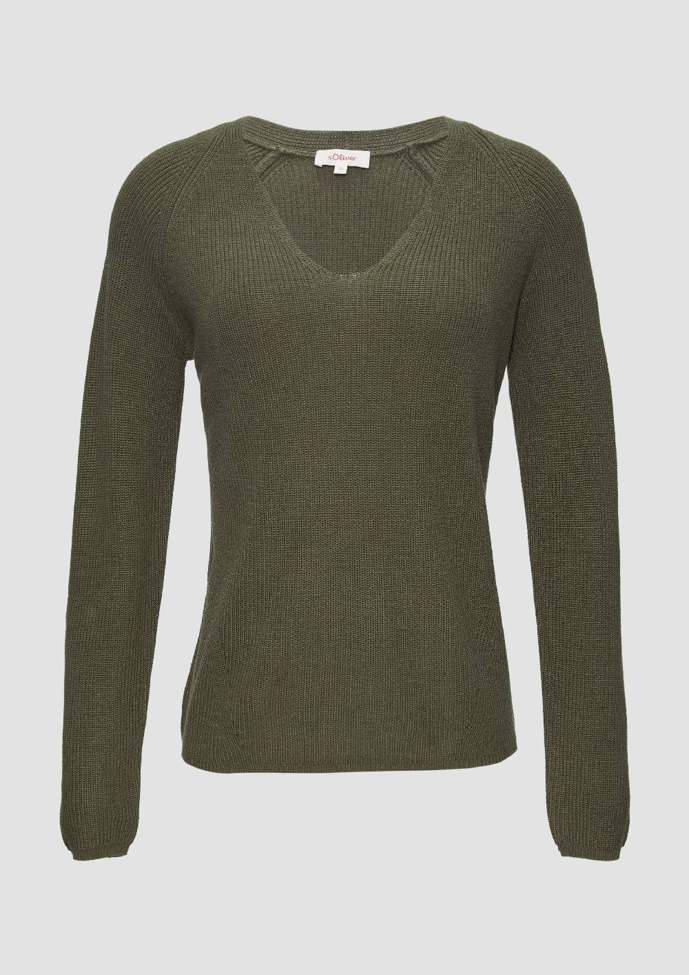 s.Oliver Strickpullover mit V-Ausschnitt und Raglan-Ärmeln Online Shopping
