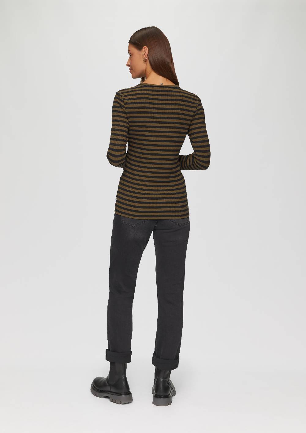 s.Oliver Geripptes Longsleeve im Slim Fit Black Friday