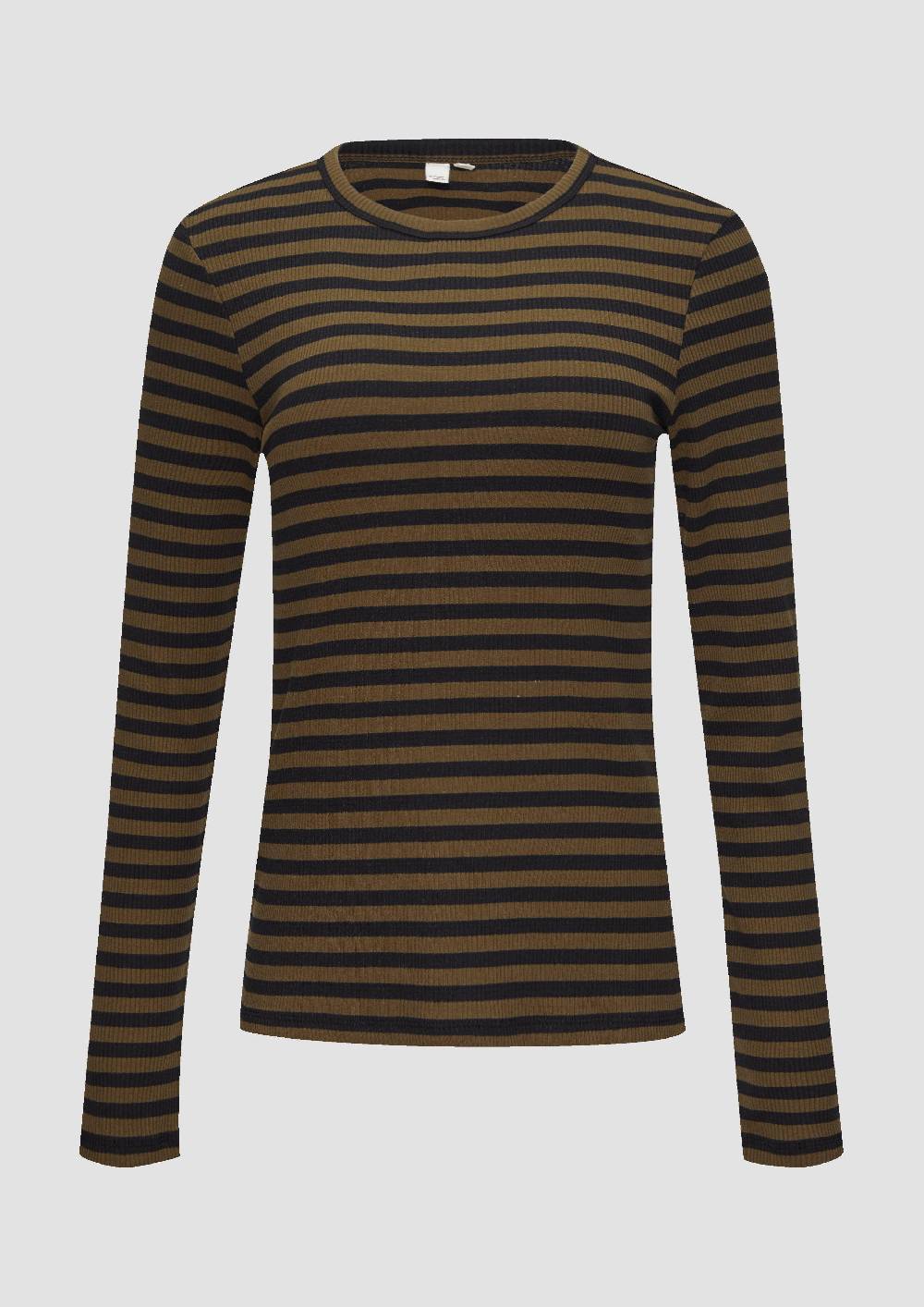 s.Oliver Geripptes Longsleeve im Slim Fit Black Friday