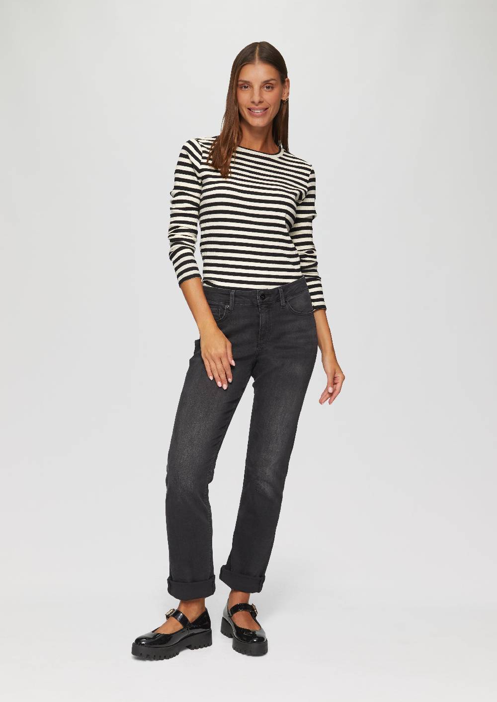 s.Oliver Geripptes Longsleeve im Slim Fit Weihnachtsangebot