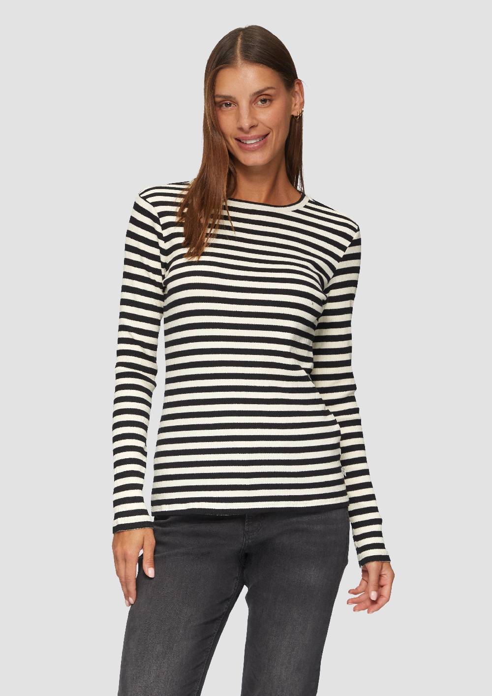 s.Oliver Geripptes Longsleeve im Slim Fit Weihnachtsangebot