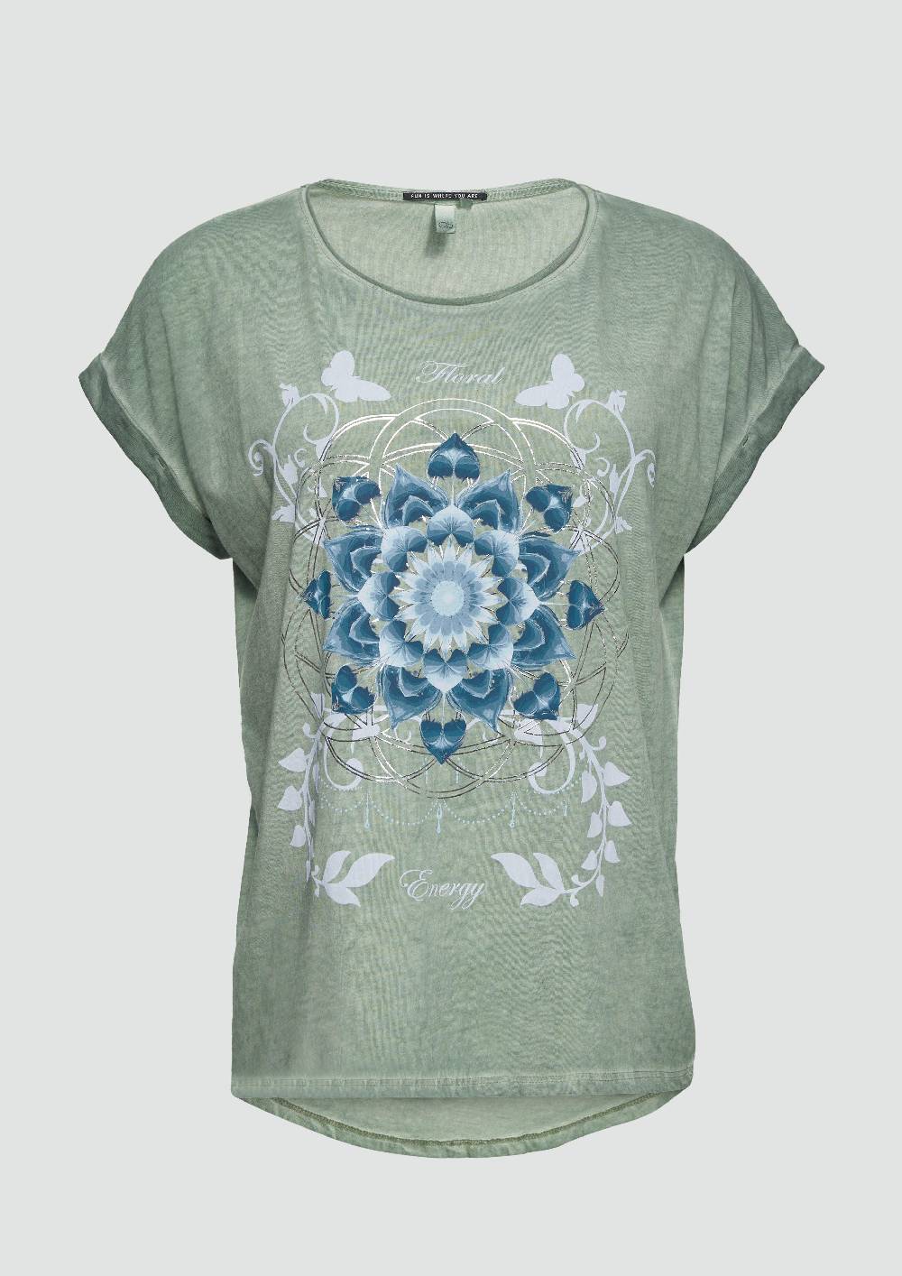 s.Oliver Gewaschenes T-Shirt mit Frontprint Lagerräumung