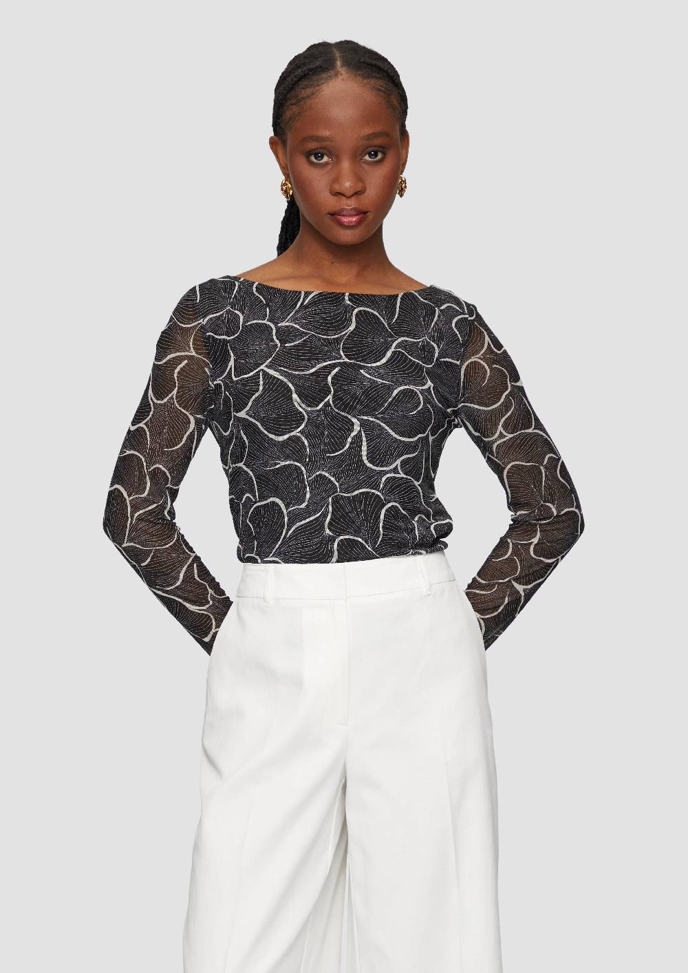 s.Oliver Mesh-Shirt mit U-Boot-Ausschnitt Zeitlich begrenztes Angebot