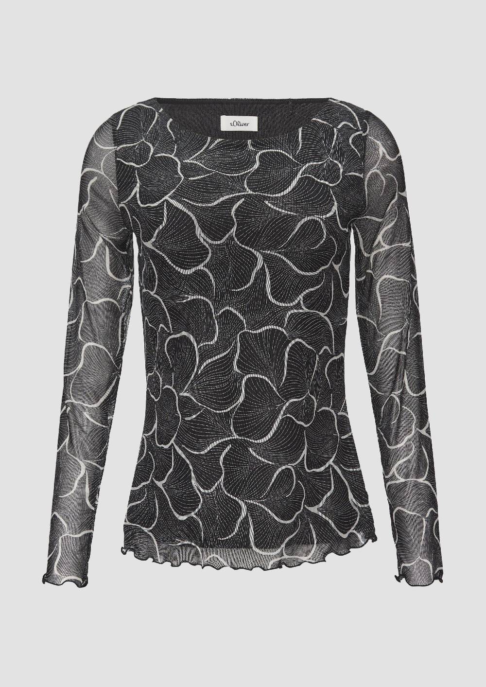 s.Oliver Mesh-Shirt mit U-Boot-Ausschnitt Zeitlich begrenztes Angebot