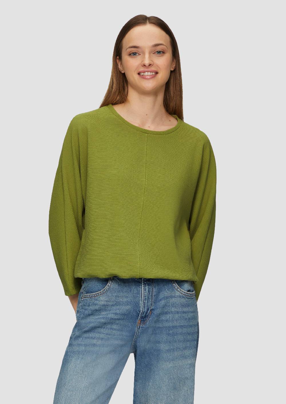 s.Oliver Strukturiertes Sweatshirt mit Fledermausarm im O-Shape Räumungsverkauf