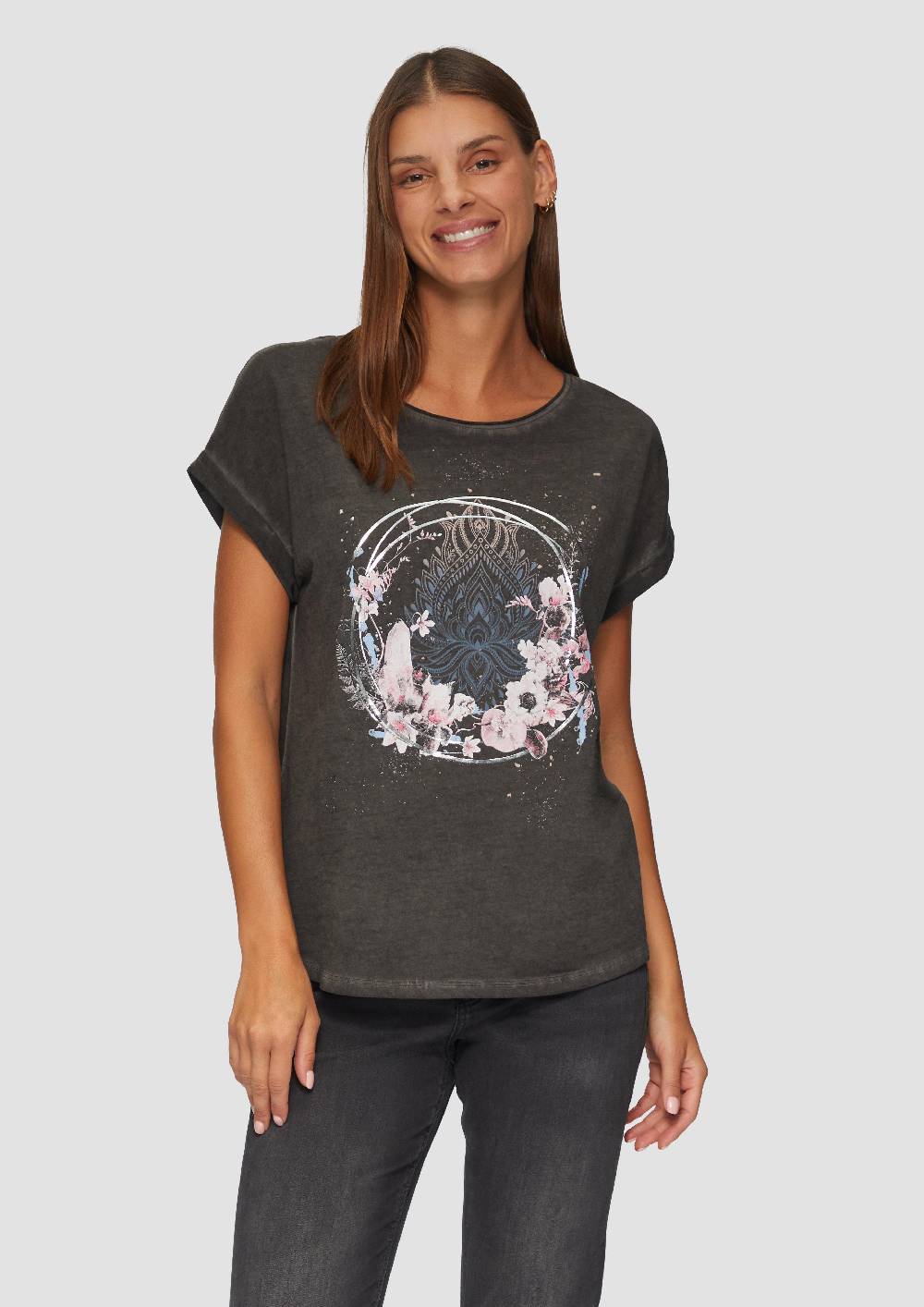 s.Oliver Gewaschenes T-Shirt mit Frontprint Sonderangebote