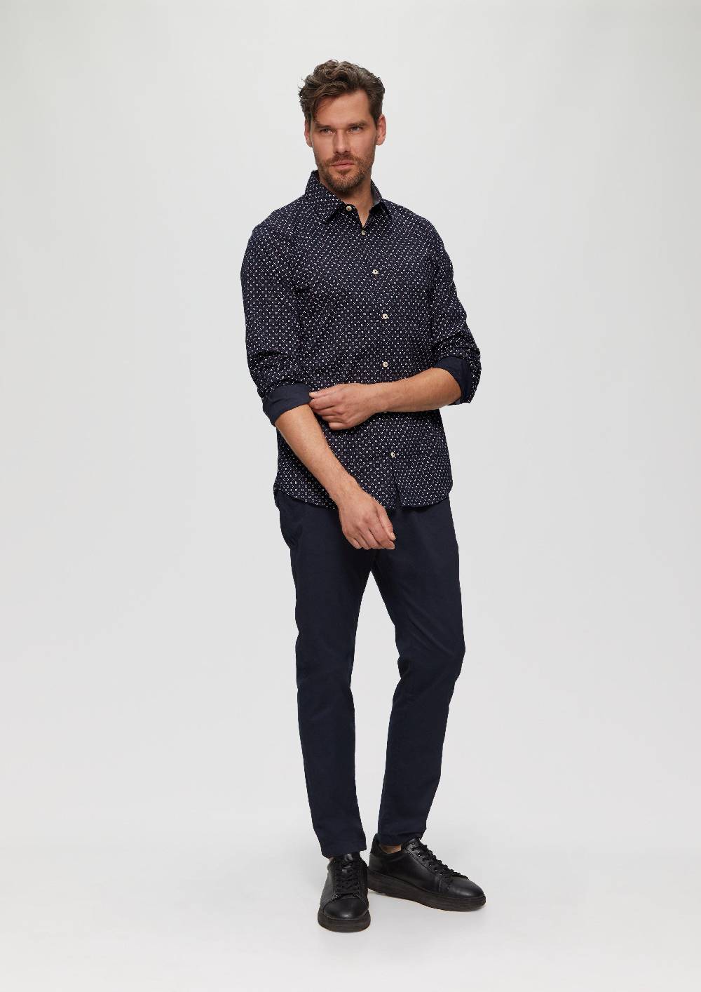 s.Oliver Slim Fit: Gemustertes Hemd aus Baumwollmix Discount Store für neue Produkte