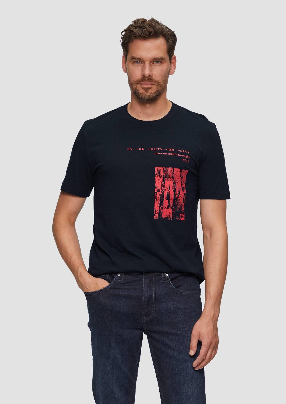 s.Oliver Printshirt aus Baumwolle mit Flammgarnstruktur Clearance-Verkauf