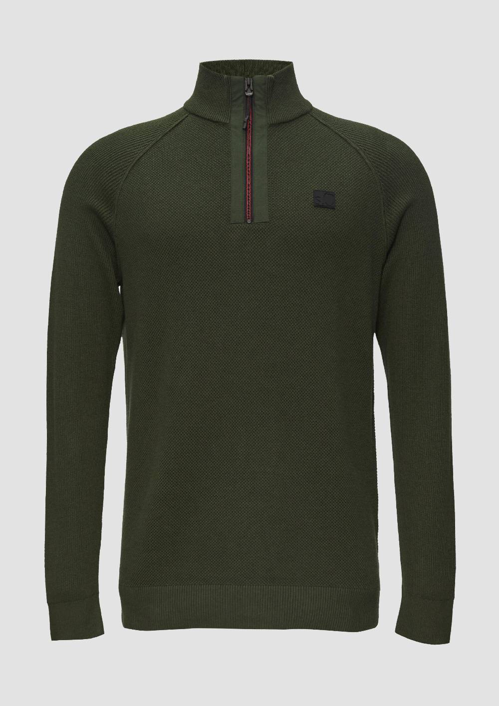 s.Oliver Strickpullover mit Troyer-Kragen und Strukturmix Osterangebot