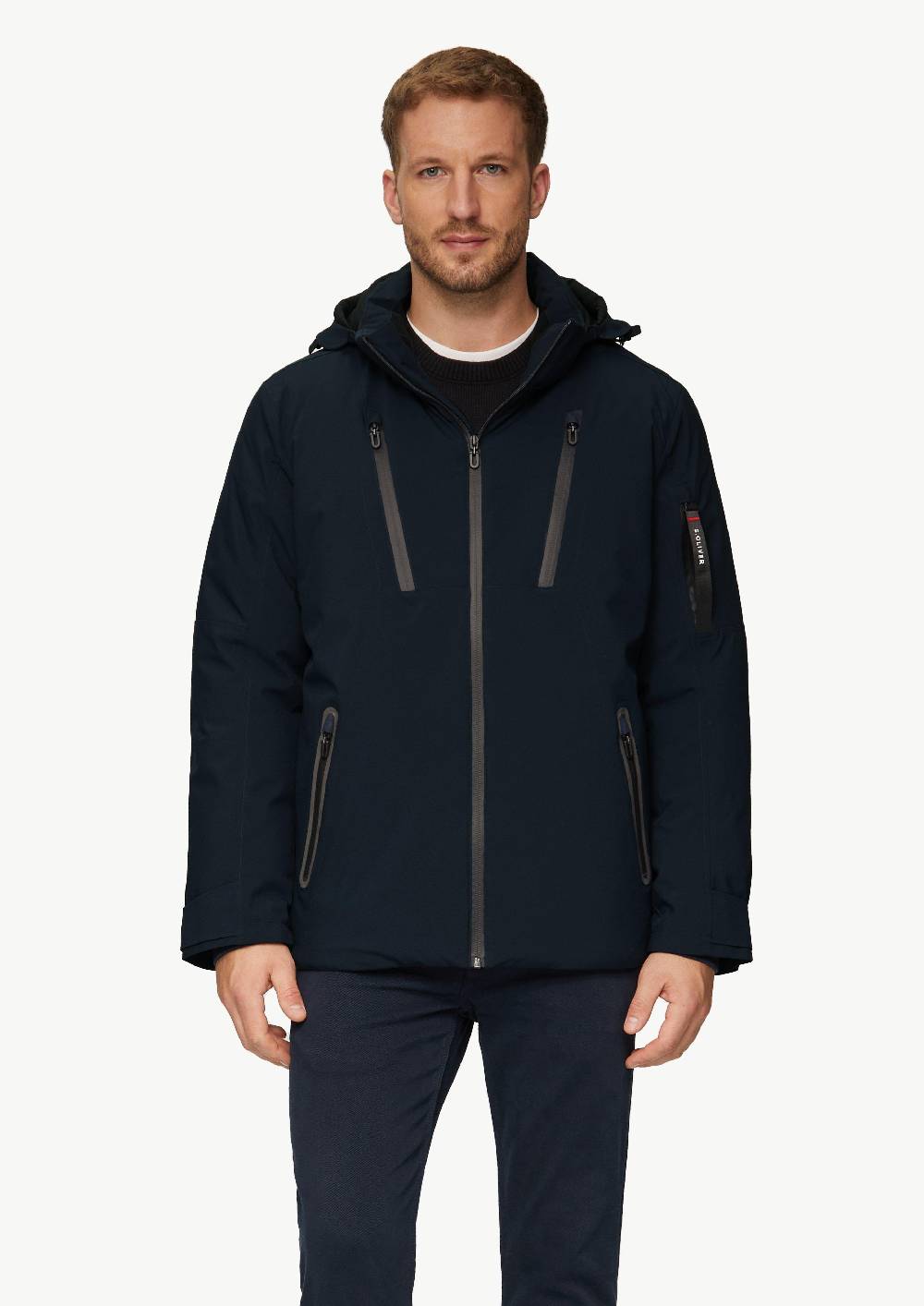 s.Oliver Wasserabweisende Jacke mit Kapuze und Zip-Details Online Outlet
