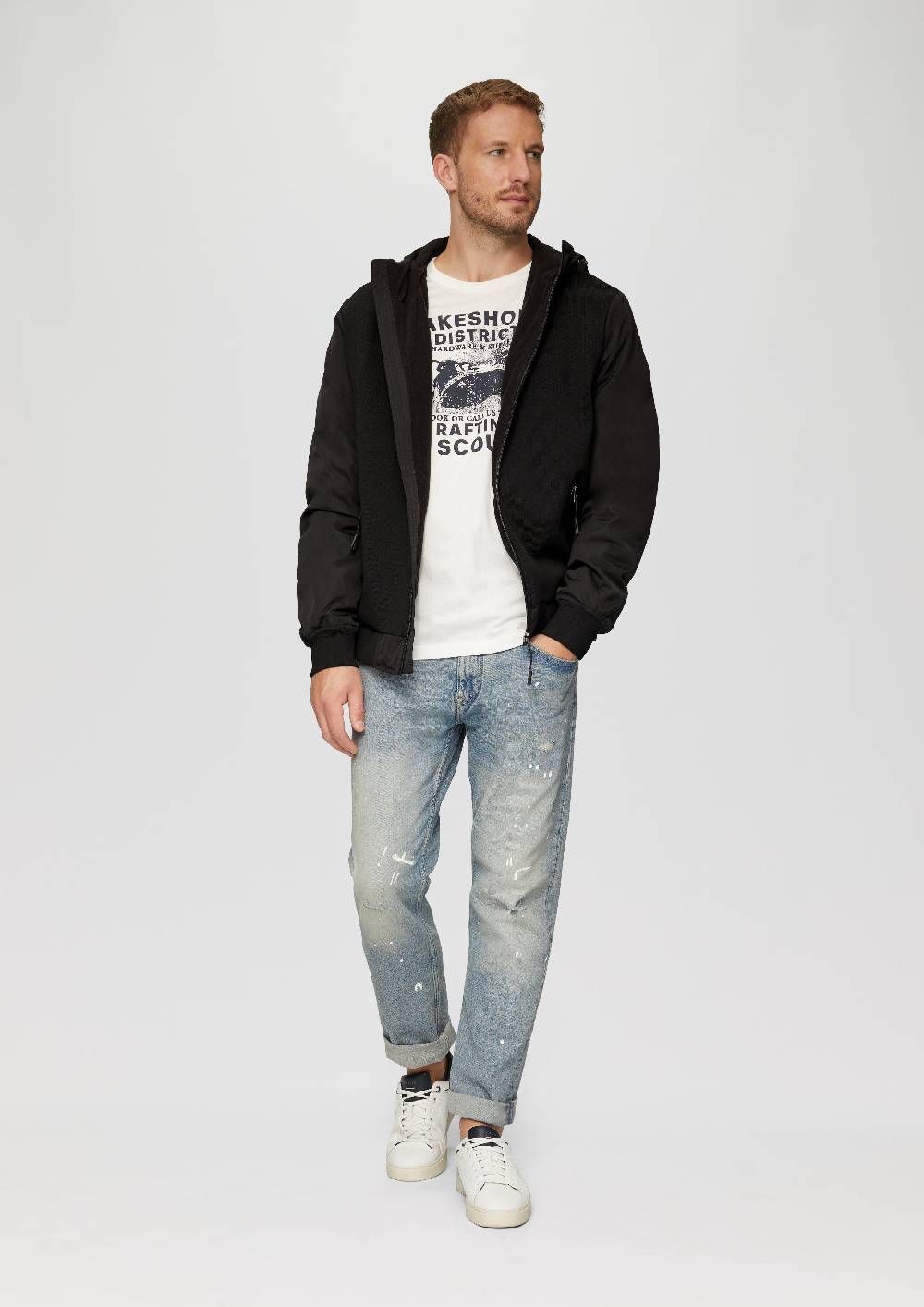 s.Oliver Jacke mit innovativem Materialmix und Kapuze Blitzangebot
