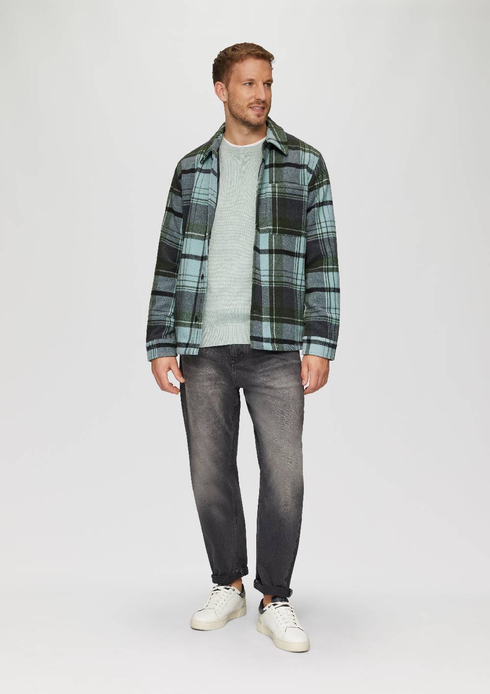 s.Oliver Kariertes Overshirt mit Brusttasche und Innenfutter Letzte 2 Tage