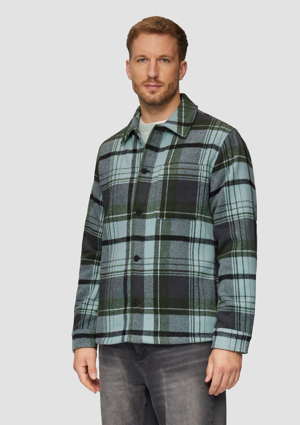s.Oliver Kariertes Overshirt mit Brusttasche und Innenfutter Letzte 2 Tage