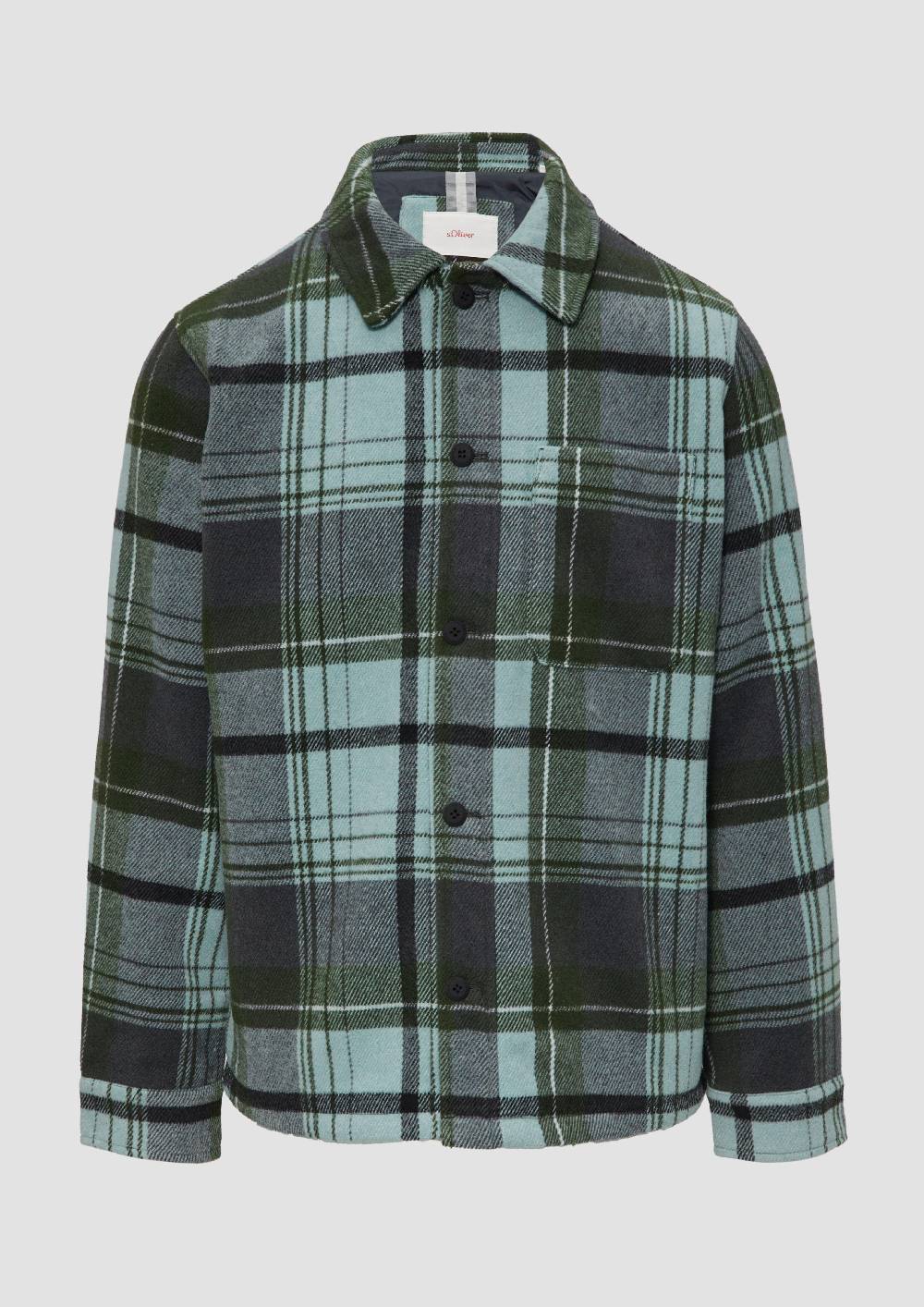 s.Oliver Kariertes Overshirt mit Brusttasche und Innenfutter Letzte 2 Tage