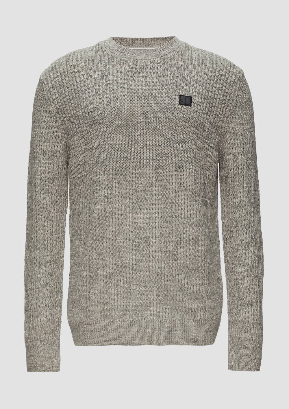 s.Oliver Melierter Pullover mit Patentmuster und Crew Neck Zeitbegrenzte Promotion