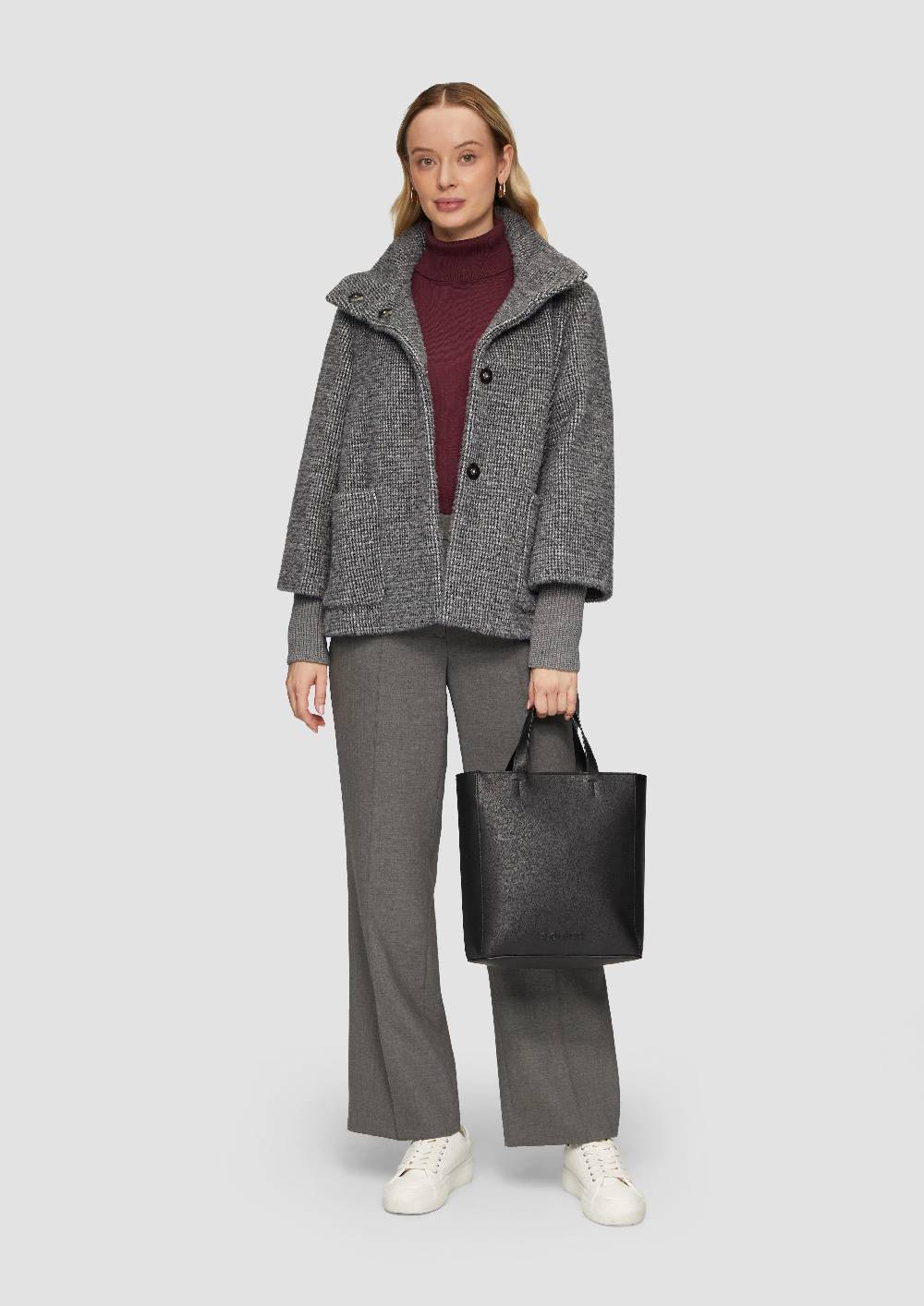 s.Oliver Flauschige Jacke mit Strickbündchen am Ärmel zollfrei
