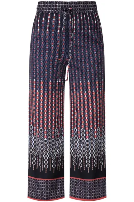 Recover Pants Weichfließende Sommerhose in marine/rot/weiß/braun Artikelnummer REC-13010-3921-430 Auslauf