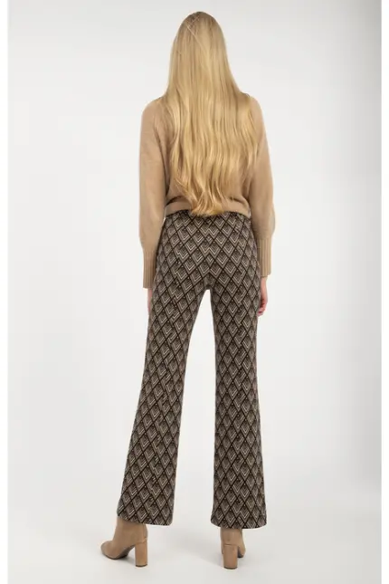 Recover Pants Jacquard-Strickhose Jasmin in SCHWARZ/ BRAUN/ BEIGE Artikelnummer REC-13409-4322-962 Top Angebot