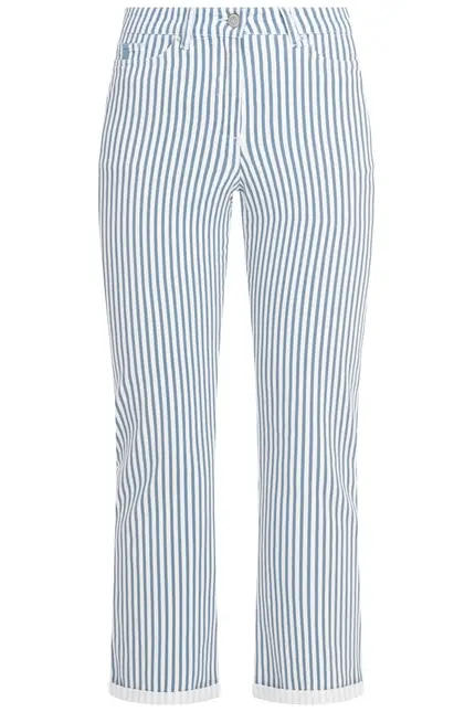 Recover Pants Frieda, Straght-Fit Hose in STREIFEN ECRU/ BLAU Artikelnummer REC-13395-4149-400 Online Outlet