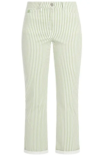 Recover Pants Frieda, Straght-Fit Hose in STREIFEN ECRU/ GRÜN Artikelnummer REC-13395-4149-500 Zeitlich begrenztes Angebot