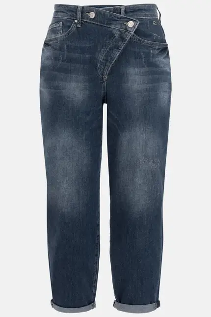 Recover Pants Gianna, Relaxed-Fit Jeans mit raffiniertem Verschluß in dark blue Artikelnummer REC-13388-4279-148 Tiefpreis