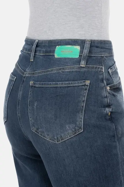 Recover Pants Gianna, Relaxed-Fit Jeans mit raffiniertem Verschluß in dark blue Artikelnummer REC-13388-4279-148 Tiefpreis