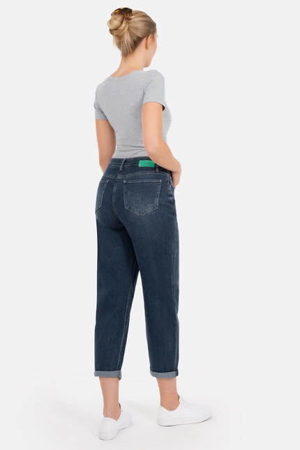Recover Pants Gianna, Relaxed-Fit Jeans mit raffiniertem Verschluß in dark blue Artikelnummer REC-13388-4279-148 Tiefpreis
