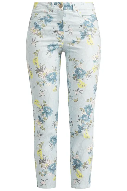 Recover Pants 5-Pocket Druckhose in HELLBLAU-BLAU-ZITRONE-ECRU Artikelnummer REC-12820-01-3992-65 Nur für heute