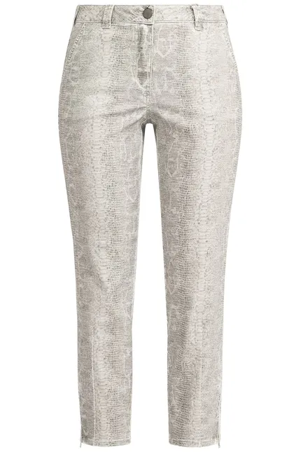 Recover Pants Hose mit Reptilprint in ECRU-ANTHRAZIT Artikelnummer REC-12664-01-4024-183 50% Rabatt für begrenzte Zeit