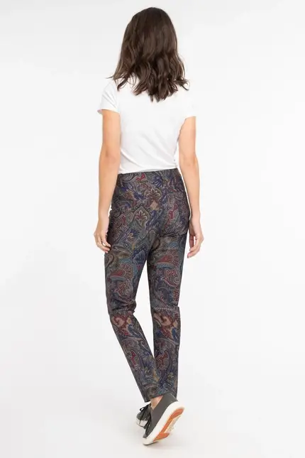 Recover Pants Hose mit Paisleydruck in DRUCK SCHWARZ-ROT-BLAU-BRAUN Artikelnummer REC-12563-4070-9 Limitierter Zeitrabatt