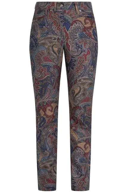 Recover Pants Hose mit Paisleydruck in DRUCK SCHWARZ-ROT-BLAU-BRAUN Artikelnummer REC-12563-4070-9 Limitierter Zeitrabatt