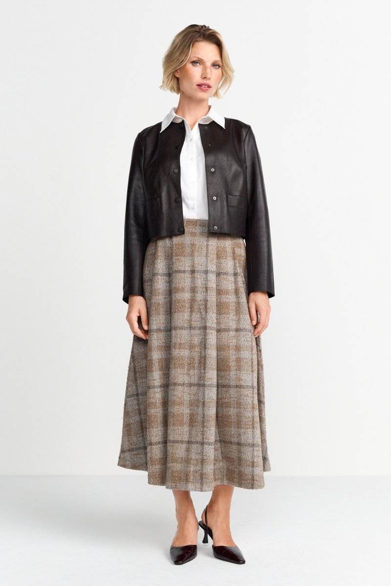 Eich & Royal Kurze Lederjacke mit Druckknöpfen Super Sparpreis