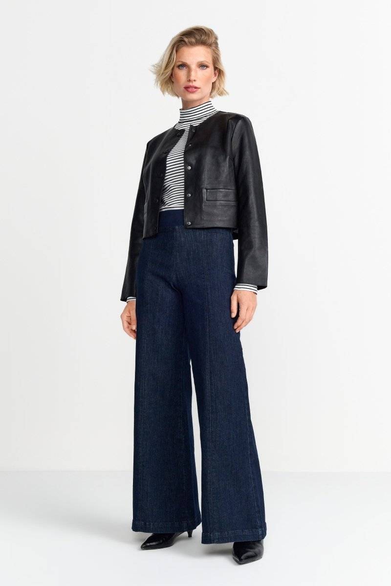Eich & Royal Kurze Lederjacke mit Druckknöpfen Super Sparpreis