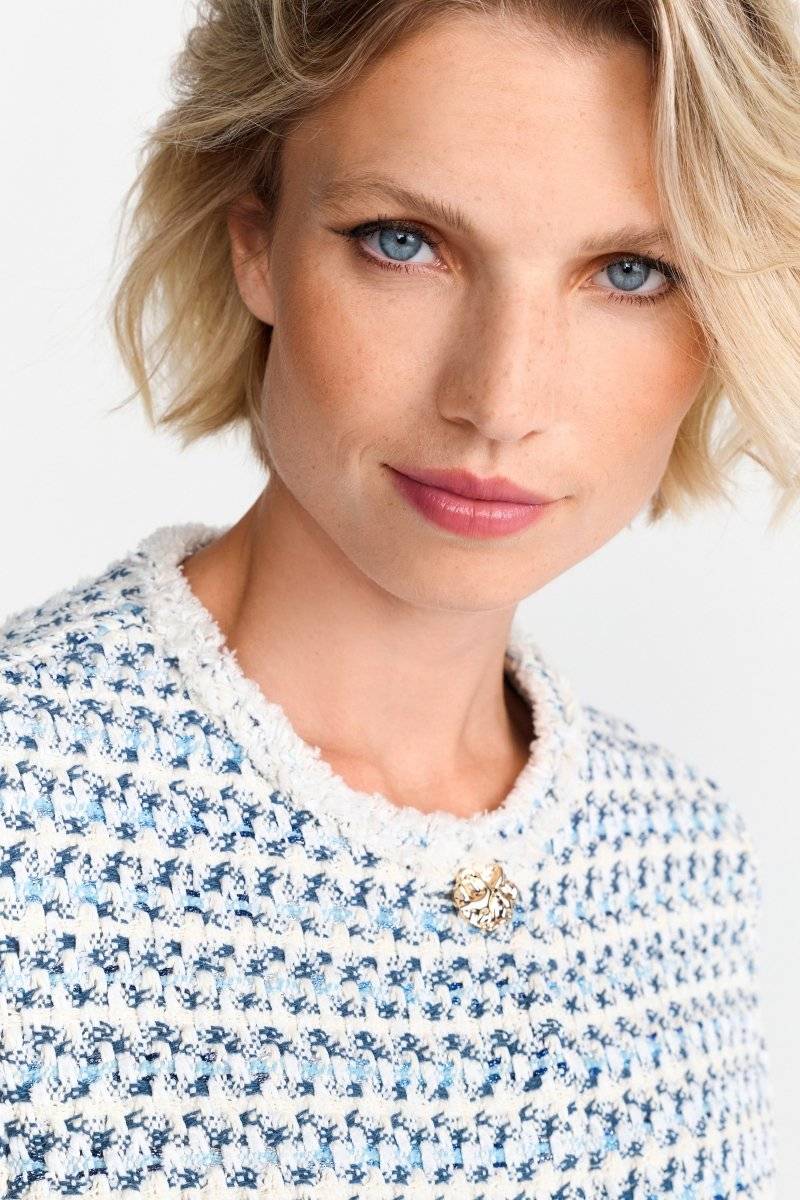 Eich & Royal Kurze Bouclé-Jacke in Blauweiß Begrenzte Freigabe