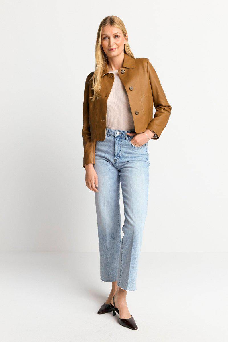 Eich & Royal Kurze Lederjacke mit Kragen Fabrikpreis
