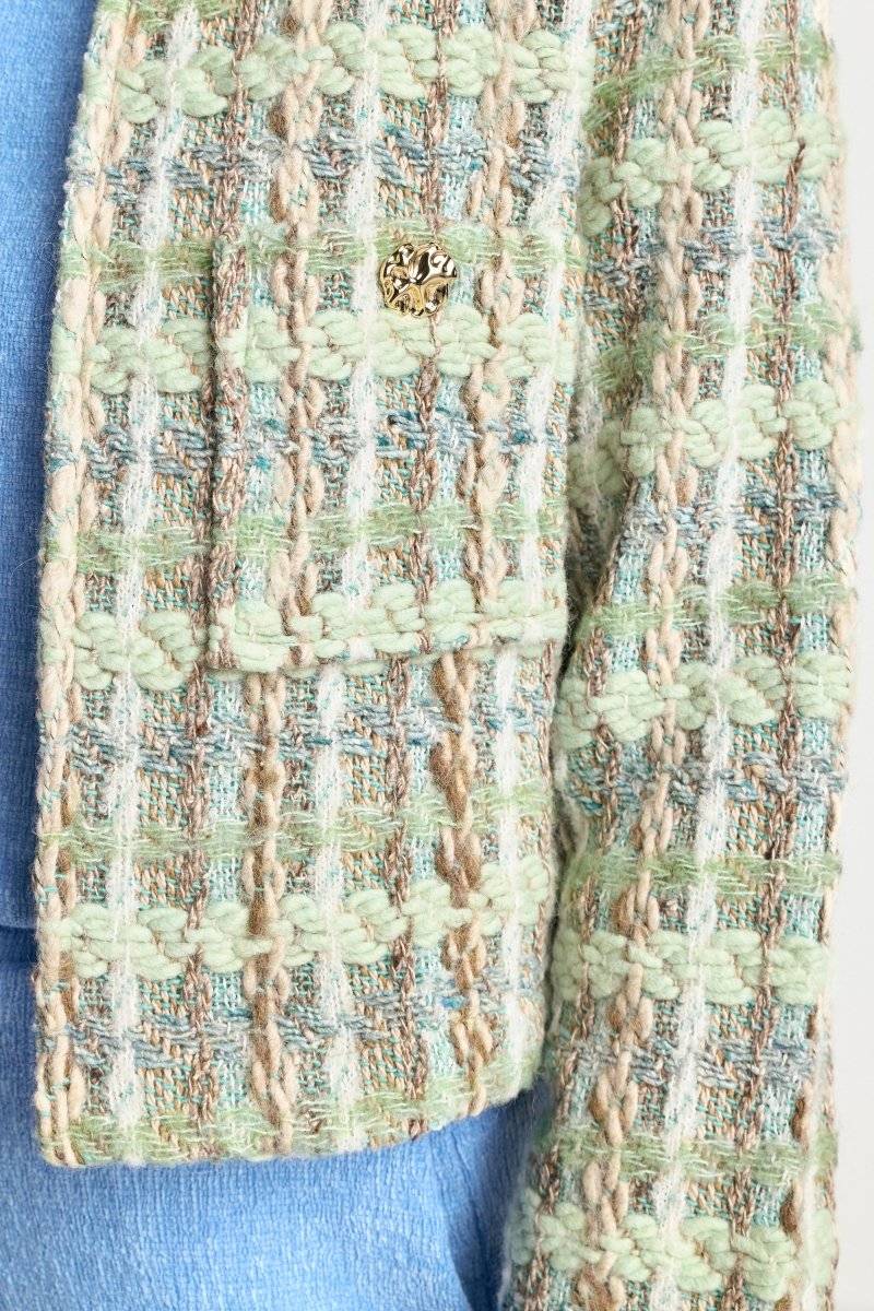 Eich & Royal Bouclé-Jacke mit Rundhalsausschnitt Vierteljährliche Förderung