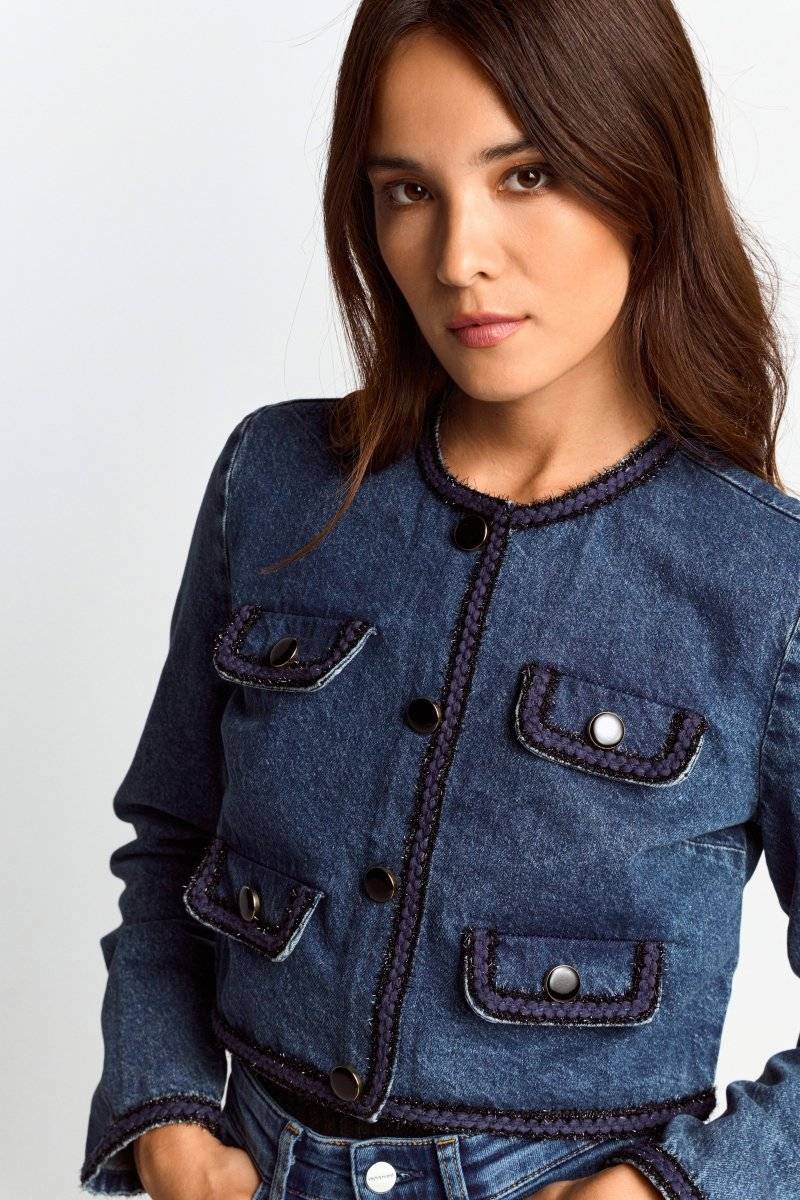 Eich & Royal Denim-Jacke mit Zierborten Im Verkauf