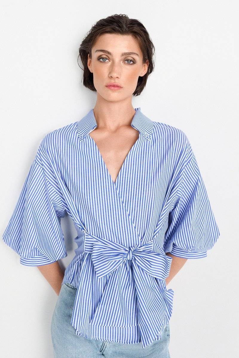 Eich & Royal Wickelbluse mit V-Neck und Streifen Blitzverkäufe