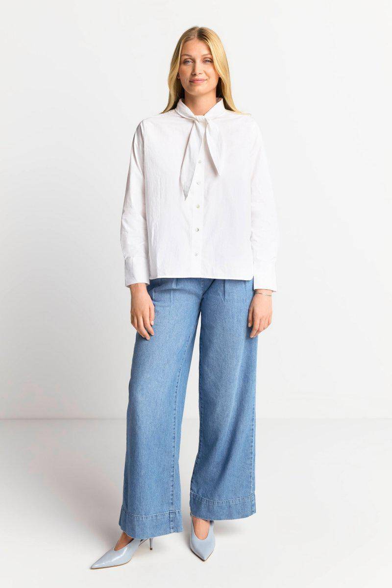 Eich & Royal Weiße Bluse mit Bindekragen Begrenztes Angebot
