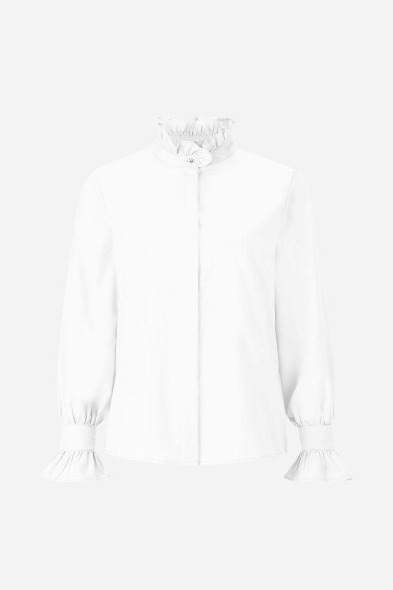 Eich & Royal Weiße Bluse mit Rüschenkragen Saisonschlussverkauf