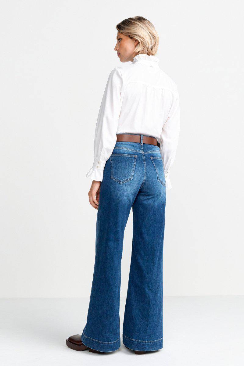 Eich & Royal Weiße Bluse mit Rüschenkragen Saisonschlussverkauf