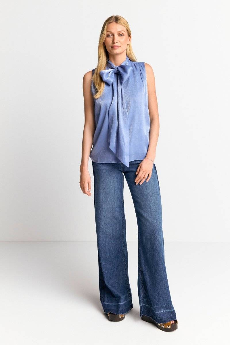 Eich & Royal Ärmellose Schluppenbluse mit Glanzeffekt Tägliche Deals