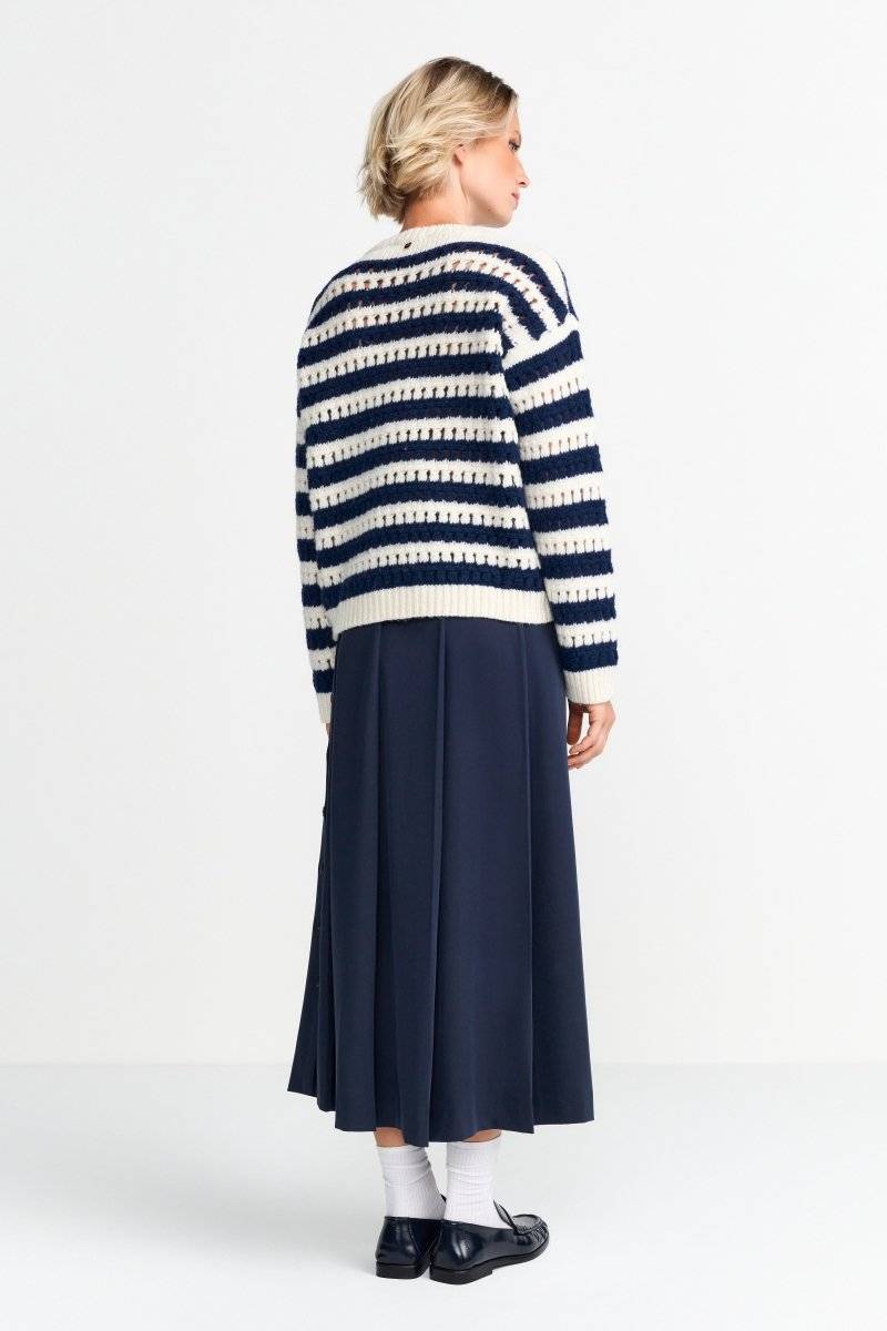 Eich & Royal Gestreifter Lochstrickpullover Riesige Ersparnisse