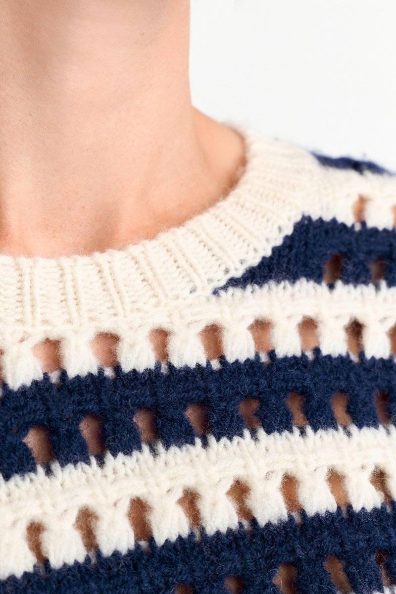 Eich & Royal Gestreifter Lochstrickpullover Riesige Ersparnisse