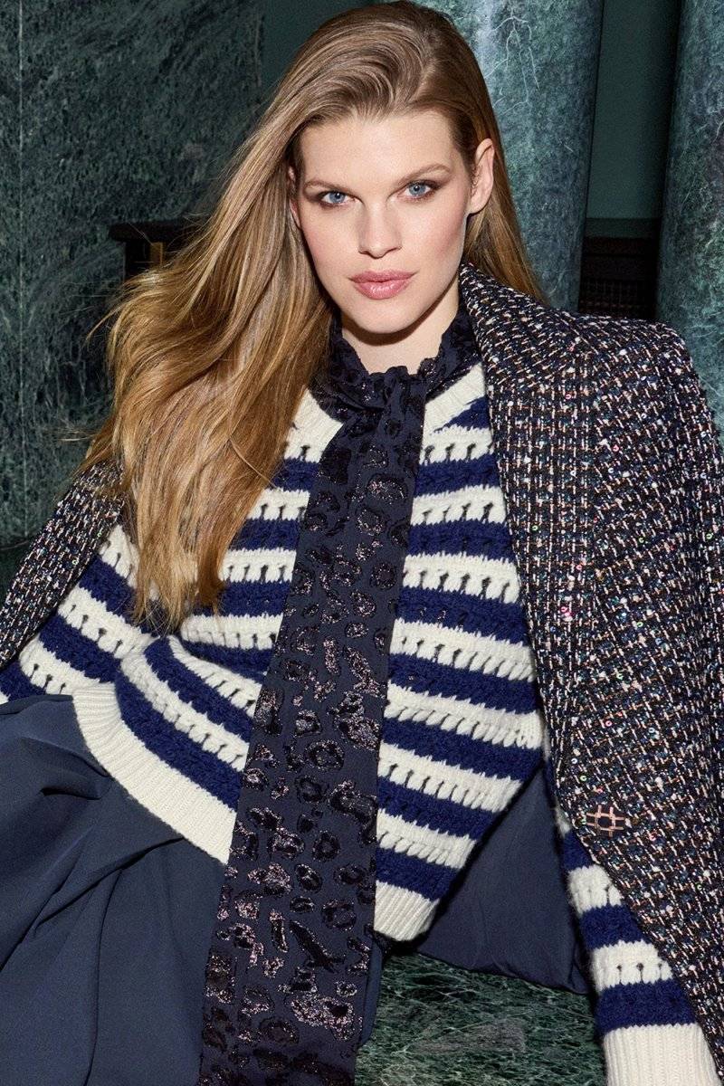 Eich & Royal Gestreifter Lochstrickpullover Riesige Ersparnisse